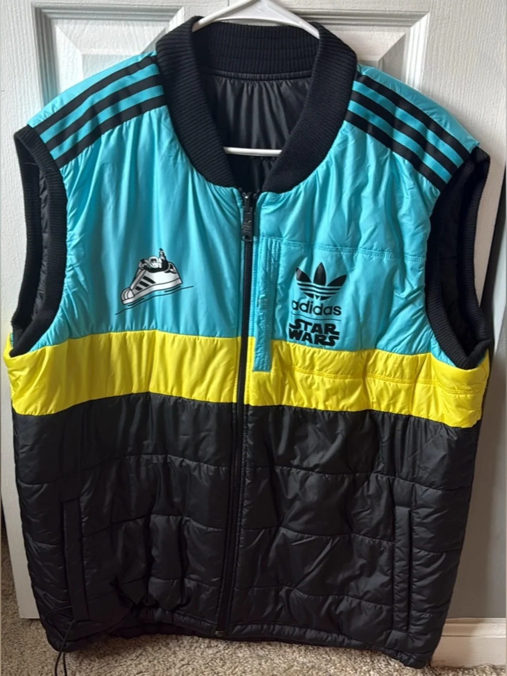 adidas Star Wars Colorblock Puffer Vest - Turquoise/Yellow/Black